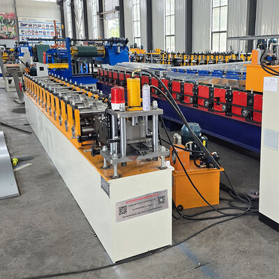 Galvanized Steel Hat Channel Purlin Roll Forming Machine with Hydraulic Punching 