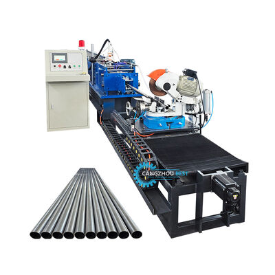 Steel Profile Galvanized Flying Cutting Laser Welding Round Pipe Making Roll Forming Machine